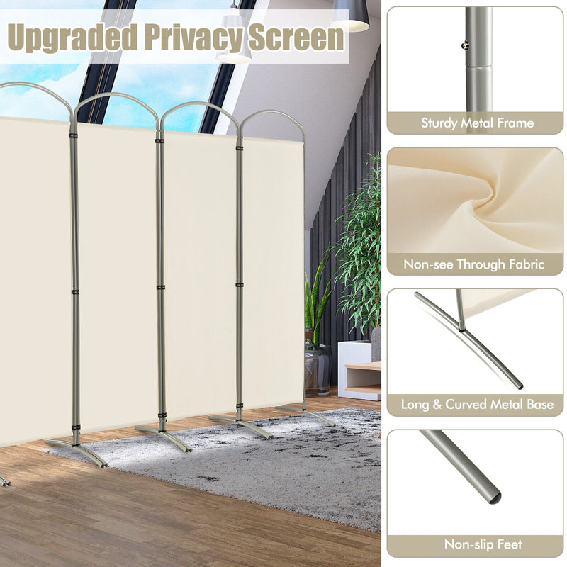 6 Feet 6-Panels Freestanding Folding Privacy Screen-White