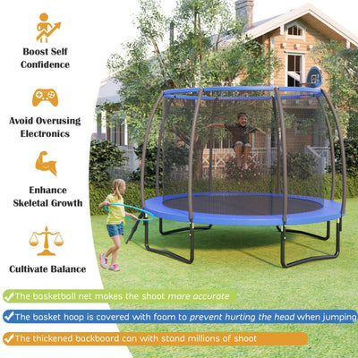 8/10 Feet Recreational Trampoline with Basketball Hoop-12 ft