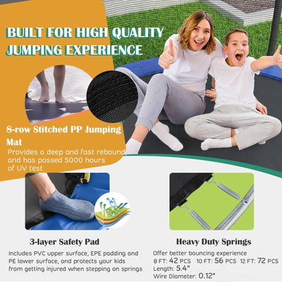 8/10 Feet Recreational Trampoline with Basketball Hoop-12 ft