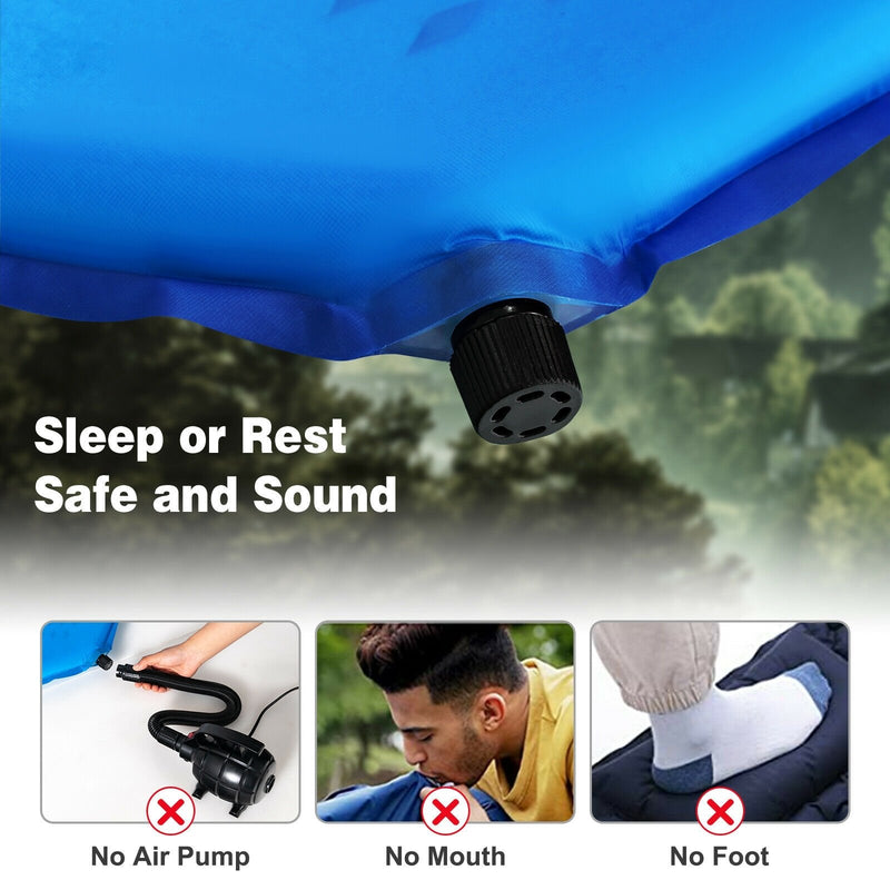 Inflatable Sleeping Pad with Carrying Bag-Blue