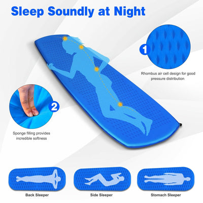 Inflatable Sleeping Pad with Carrying Bag-Blue