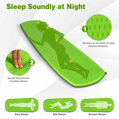 Inflatable Sleeping Pad with Carrying Bag-Green