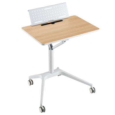 Height Adjustable Mobile Standing Desk with Detachable Holde-Natural