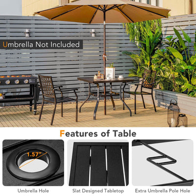 37 Inch Square Patio Dining Table with Umbrella Pole Hole