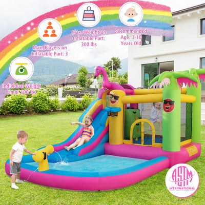 Inflatable Bounce Castle with Long Water Slide and 735W Blower