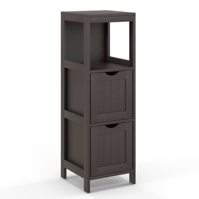 Wooden Bathroom Floor Cabinet with Removable Drawers-Brown