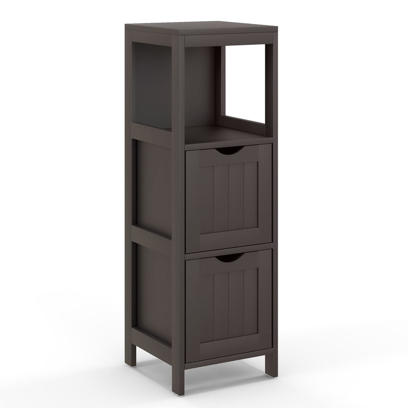 Wooden Bathroom Floor Cabinet with Removable Drawers-Brown