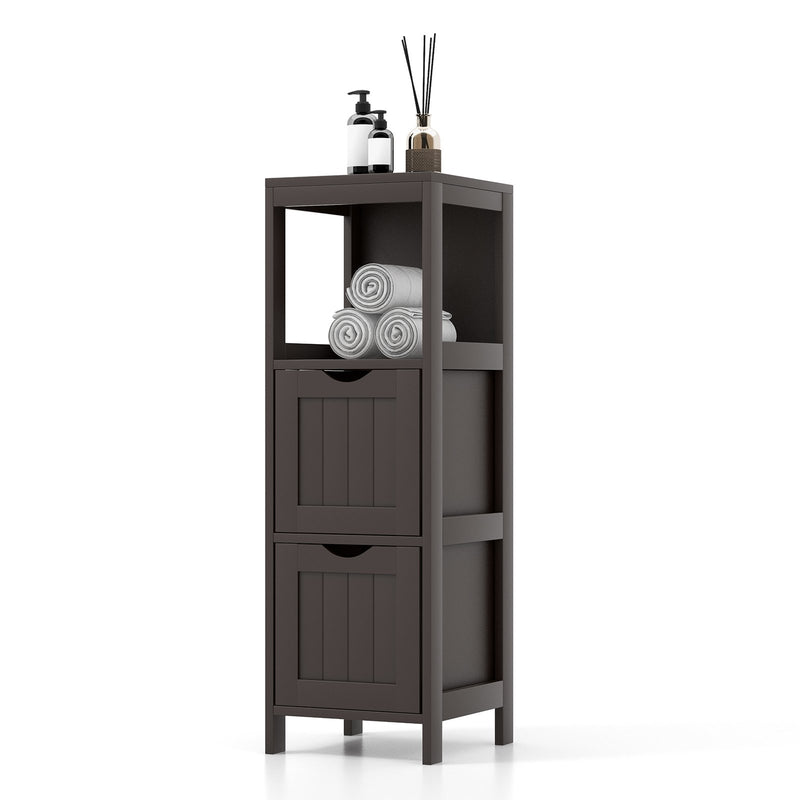 Wooden Bathroom Floor Cabinet with Removable Drawers-Brown