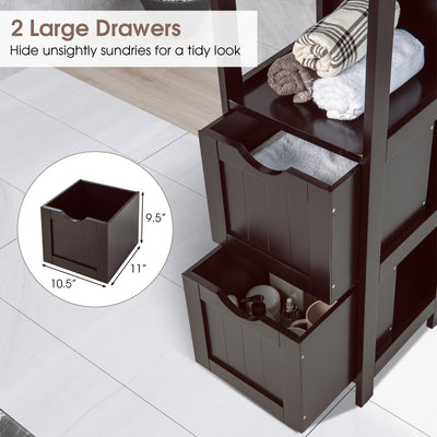 Wooden Bathroom Floor Cabinet with Removable Drawers-Brown