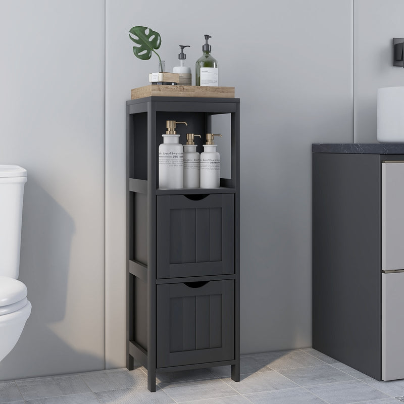 Wooden Bathroom Floor Cabinet with Removable Drawers-Black