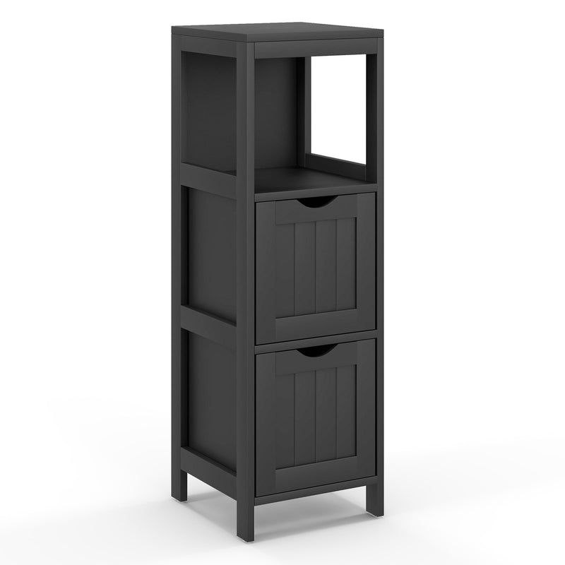 Wooden Bathroom Floor Cabinet with Removable Drawers-Black