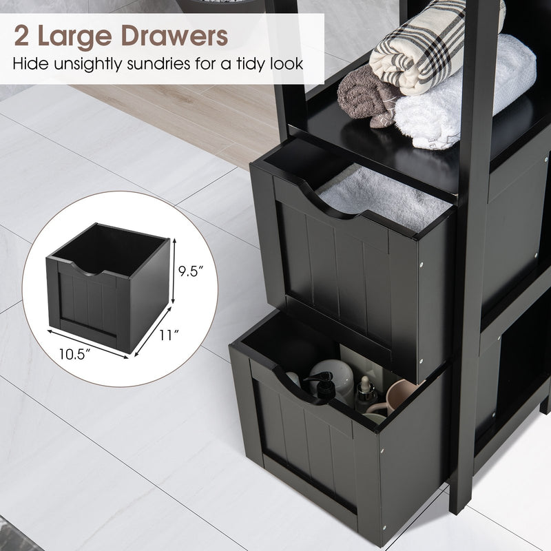 Wooden Bathroom Floor Cabinet with Removable Drawers-Black