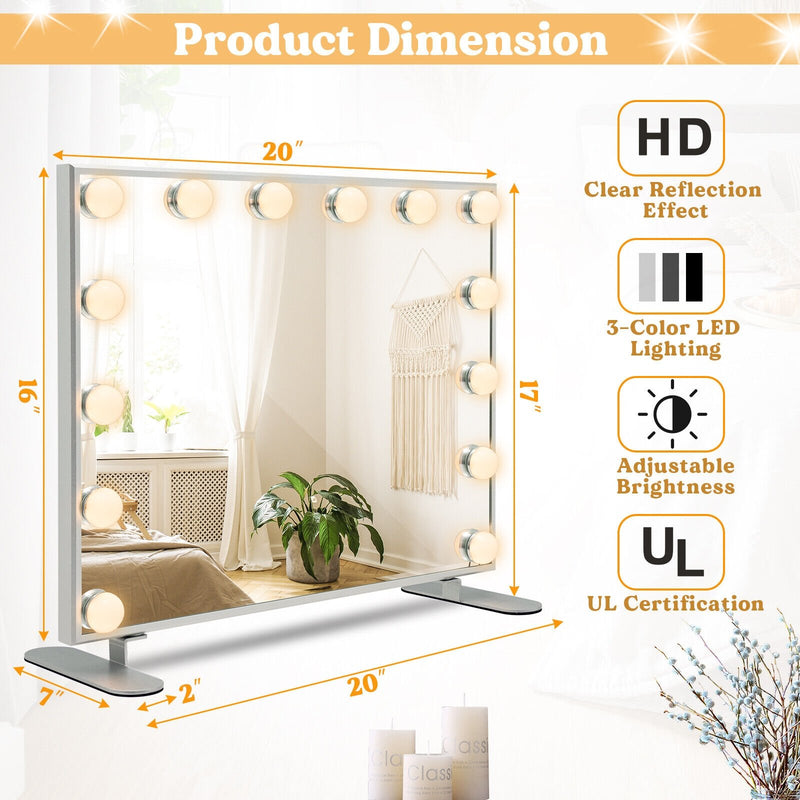 2-in-1 Vanity Mirror with 14 Dimmable LED Bulbs