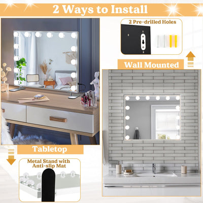 2-in-1 Vanity Mirror with 14 Dimmable LED Bulbs