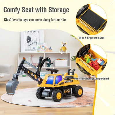 Kids ASTM Certificated Powered Ride On Bulldozer with Front Digger Shovel-Yellow