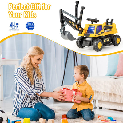 Kids ASTM Certificated Powered Ride On Bulldozer with Front Digger Shovel-Yellow