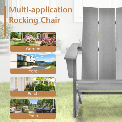 Adirondack Rocking Chair with Curved Back for Balcony-Gray