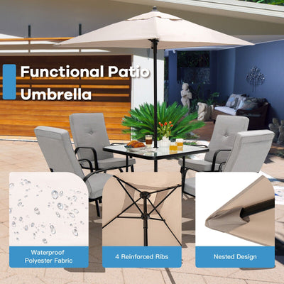 5 Feet Patio Square Market Table Umbrella Shelter with 4 Sturdy Ribs