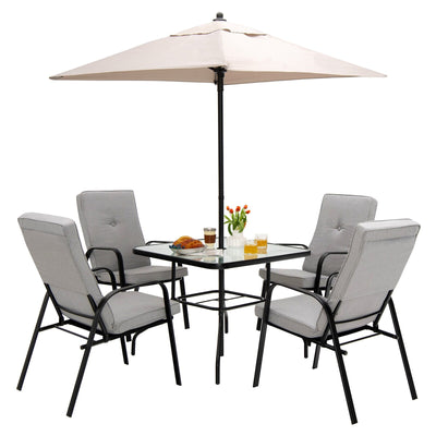 5 Feet Patio Square Market Table Umbrella Shelter with 4 Sturdy Ribs