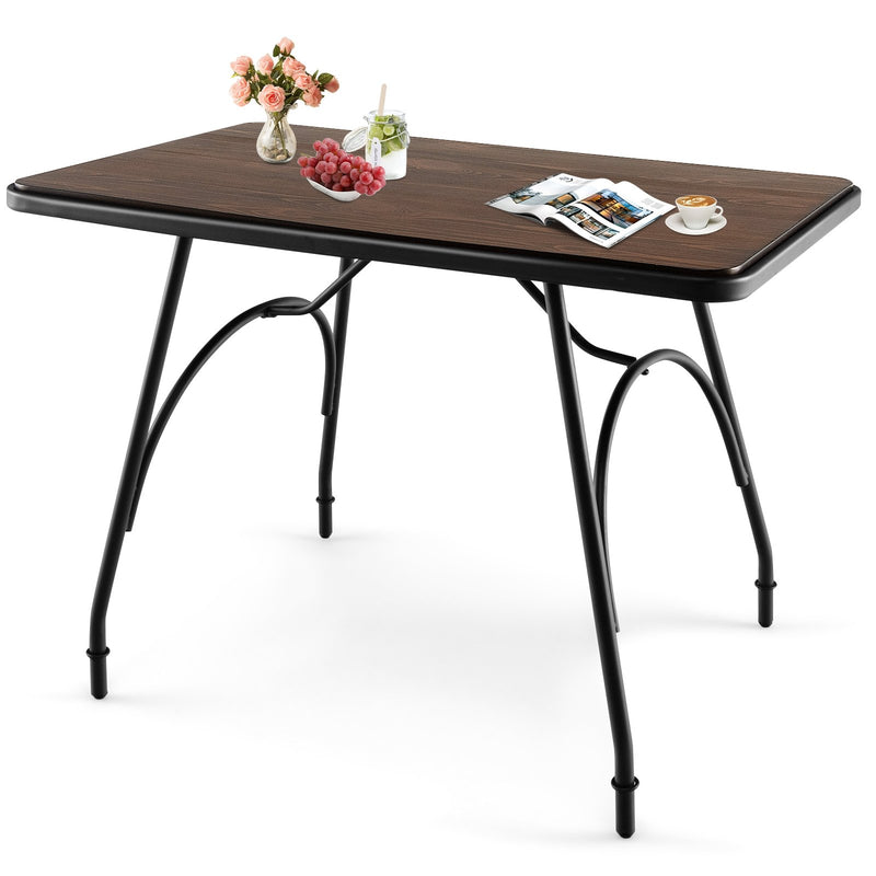 43 x 27.5 Inch Industrial Style Dining Table with Adjustable Feet-Rustic Brown