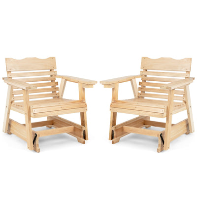 Outdoor Wood Rocking Chair with High Back and Widened Armrests