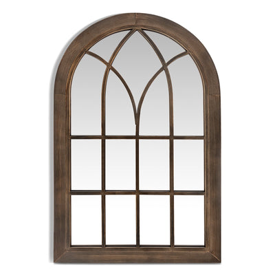 3-Layered Arched Mounted Mirror for Vanity Bedroom Entryway-Rustic Brown