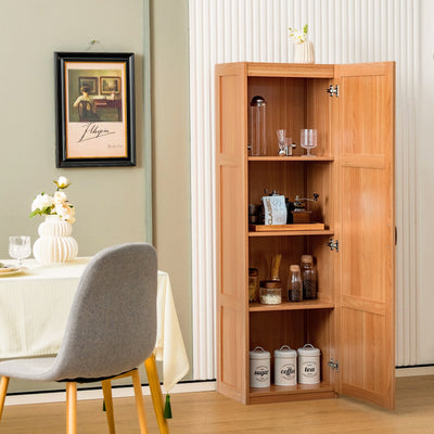 Tall Storage Cabinet with 4 Storage Shelves for Bathroom Living Room-Natural