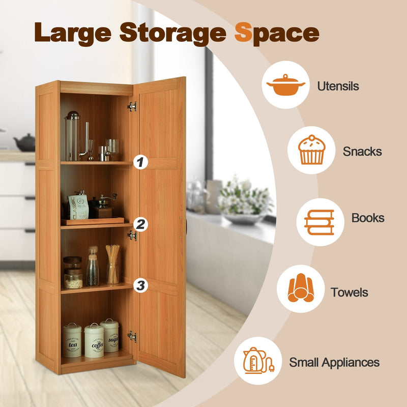 Tall Storage Cabinet with 4 Storage Shelves for Bathroom Living Room-Natural