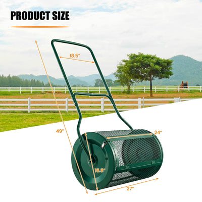 27 Inch Compost Spreader with Upgrade U-shaped Handle-Green