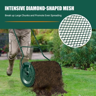 27 Inch Compost Spreader with Upgrade U-shaped Handle-Green