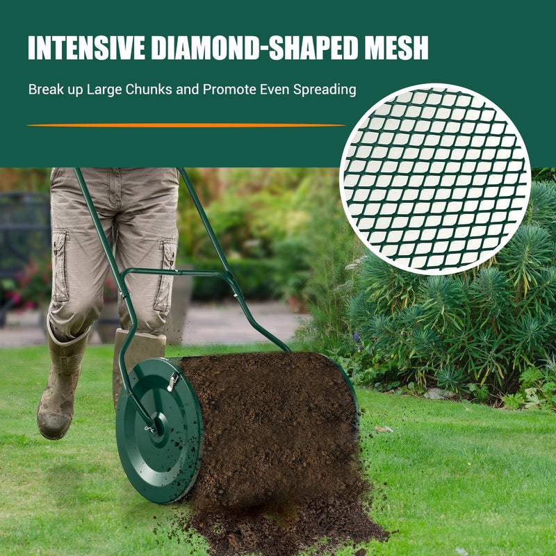 27 Inch Compost Spreader with Upgrade U-shaped Handle-Green