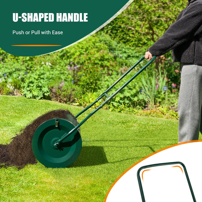 27 Inch Compost Spreader with Upgrade U-shaped Handle-Green