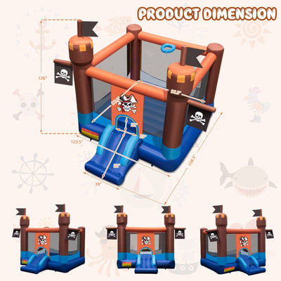 Pirate-Themed Inflatable Bounce Castle with Large Bounce Area without Blower