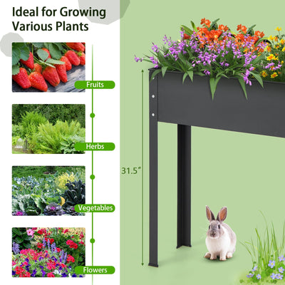 Metal Raised Garden Bed with Legs and Drainage Hole for Vegetable Flower-40 x 11 x 31.5 inches