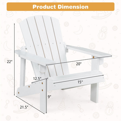 Kid's Adirondack Chair with High Backrest and Arm Rest-White