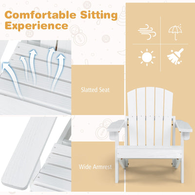 Kid's Adirondack Chair with High Backrest and Arm Rest-White