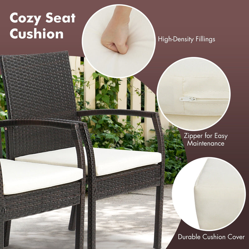 4 Pieces Patio Wicker Dining Armchair Set with Soft Zippered Cushion-Set of 4