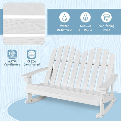 2 Person Adirondack Rocking Chair with Slatted seat-White