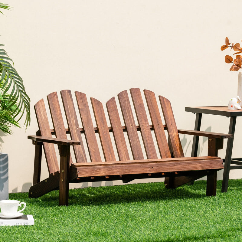 2 Person Adirondack Chair with High Backrest-Rustic Brown