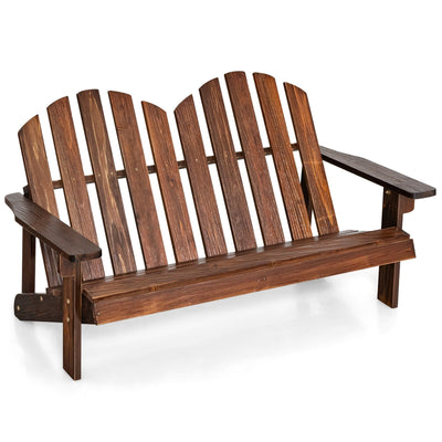 2 Person Adirondack Chair with High Backrest-Rustic Brown