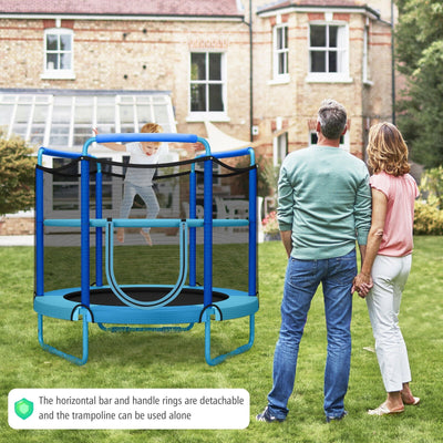 5 Feet Kids 3-in-1 Game Trampoline with Enclosure Net Spring Pad-Blue