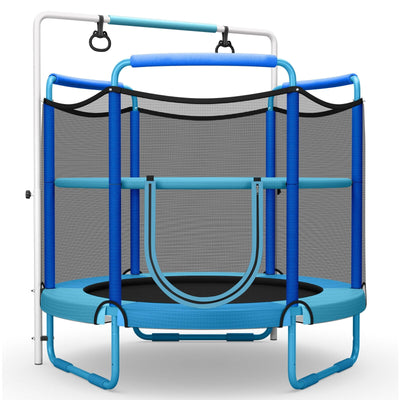 5 Feet Kids 3-in-1 Game Trampoline with Enclosure Net Spring Pad-Blue