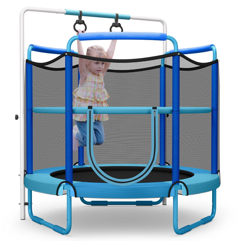 5 Feet Kids 3-in-1 Game Trampoline with Enclosure Net Spring Pad-Blue