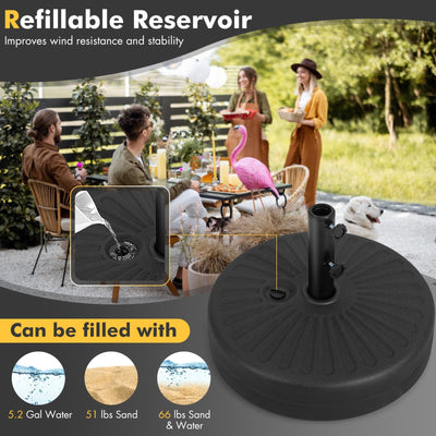 19.5 Inch Fillable Round Umbrella Base Stand for Yard Garden Poolside-Black