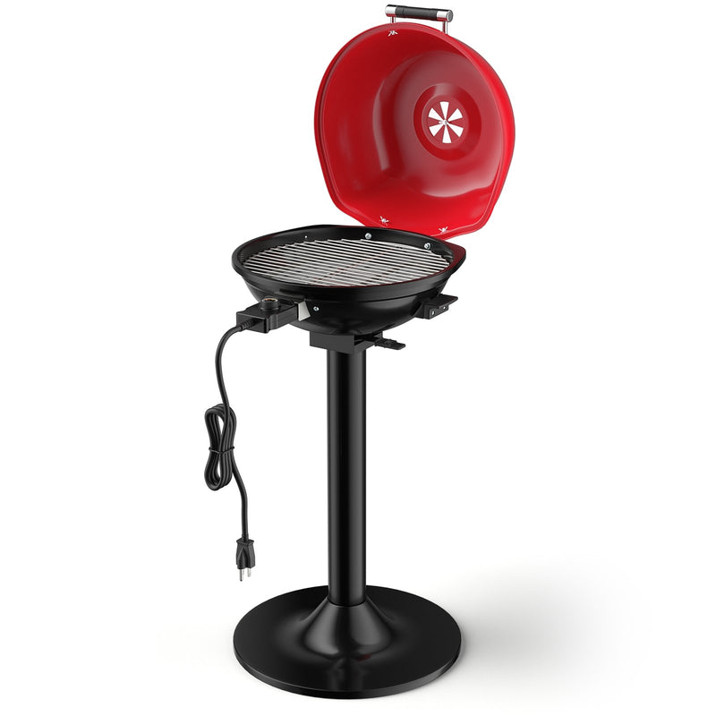 1600W Portable Electric BBQ Grill with Removable Non-Stick Rack-Black & Red