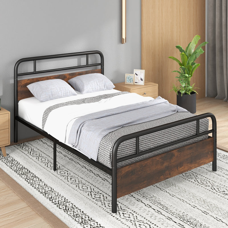 Twin/Full/Queen Size Bed Frame with Industrial Headboard-Full Size