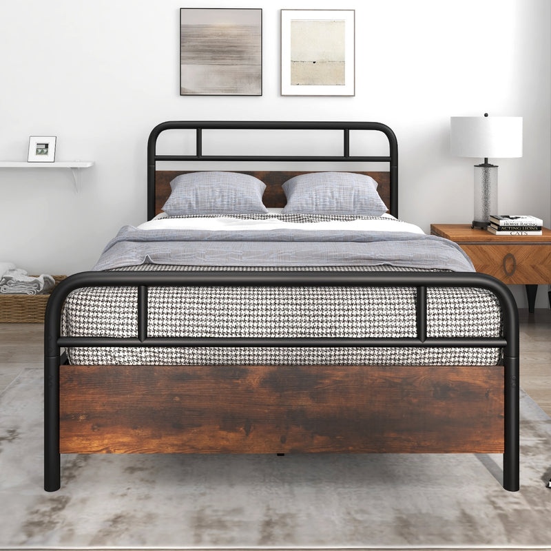 Twin/Full/Queen Size Bed Frame with Industrial Headboard-Full Size