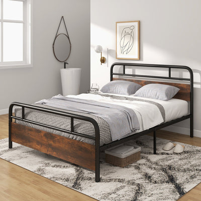 Twin/Full/Queen Size Bed Frame with Industrial Headboard-Queen Size