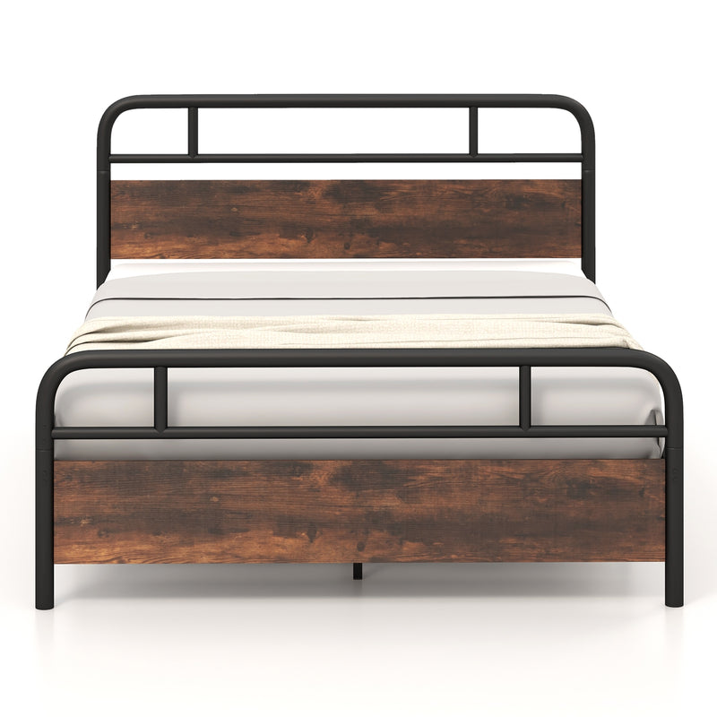 Twin/Full/Queen Size Bed Frame with Industrial Headboard-Queen Size