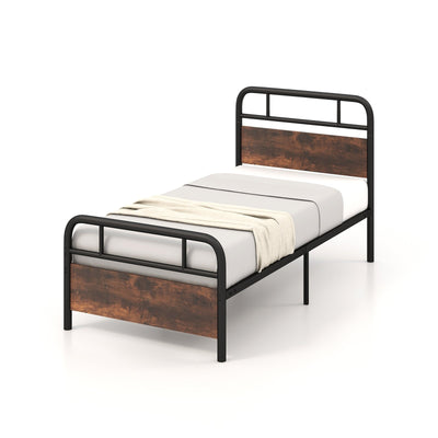 Twin/Full/Queen Size Bed Frame with Industrial Headboard-Twin Size